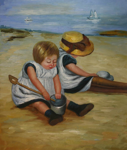 Children on the Shore - Mary Cassatt Painting on Canvas